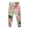 White And Pink Alstroemeria Print Jogger Pants