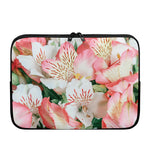 White And Pink Alstroemeria Print Laptop Sleeve