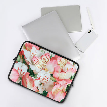 White And Pink Alstroemeria Print Laptop Sleeve