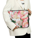 White And Pink Alstroemeria Print Laptop Sleeve