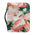 White And Pink Alstroemeria Print Leather Bible Cover