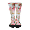 White And Pink Alstroemeria Print Long Socks