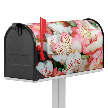 White And Pink Alstroemeria Print Mailbox Cover