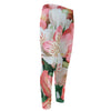White And Pink Alstroemeria Print Men's Compression Pants