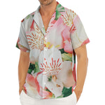 White And Pink Alstroemeria Print Men's Deep V-Neck Shirt