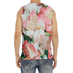 White And Pink Alstroemeria Print Men's Fitness Tank Top