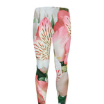 White And Pink Alstroemeria Print Men's leggings