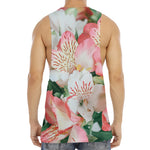 White And Pink Alstroemeria Print Men's Muscle Tank Top
