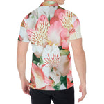 White And Pink Alstroemeria Print Men's Shirt