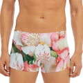 White And Pink Alstroemeria Print Men's Short Boxer Briefs