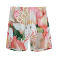 White And Pink Alstroemeria Print Men's Athletic Shorts