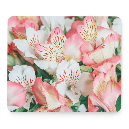 White And Pink Alstroemeria Print Mouse Pad