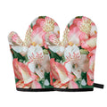 White And Pink Alstroemeria Print Oven Mitts