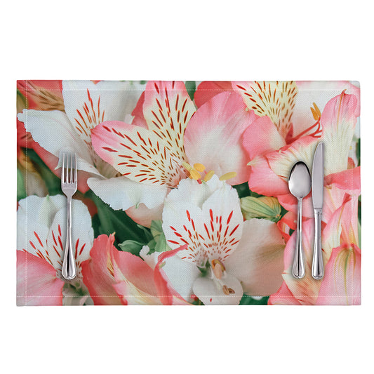 White And Pink Alstroemeria Print Placemat