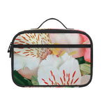White And Pink Alstroemeria Print Portable Lunch Bag