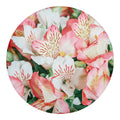 White And Pink Alstroemeria Print Round Blanket
