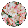White And Pink Alstroemeria Print Round Floor Mat