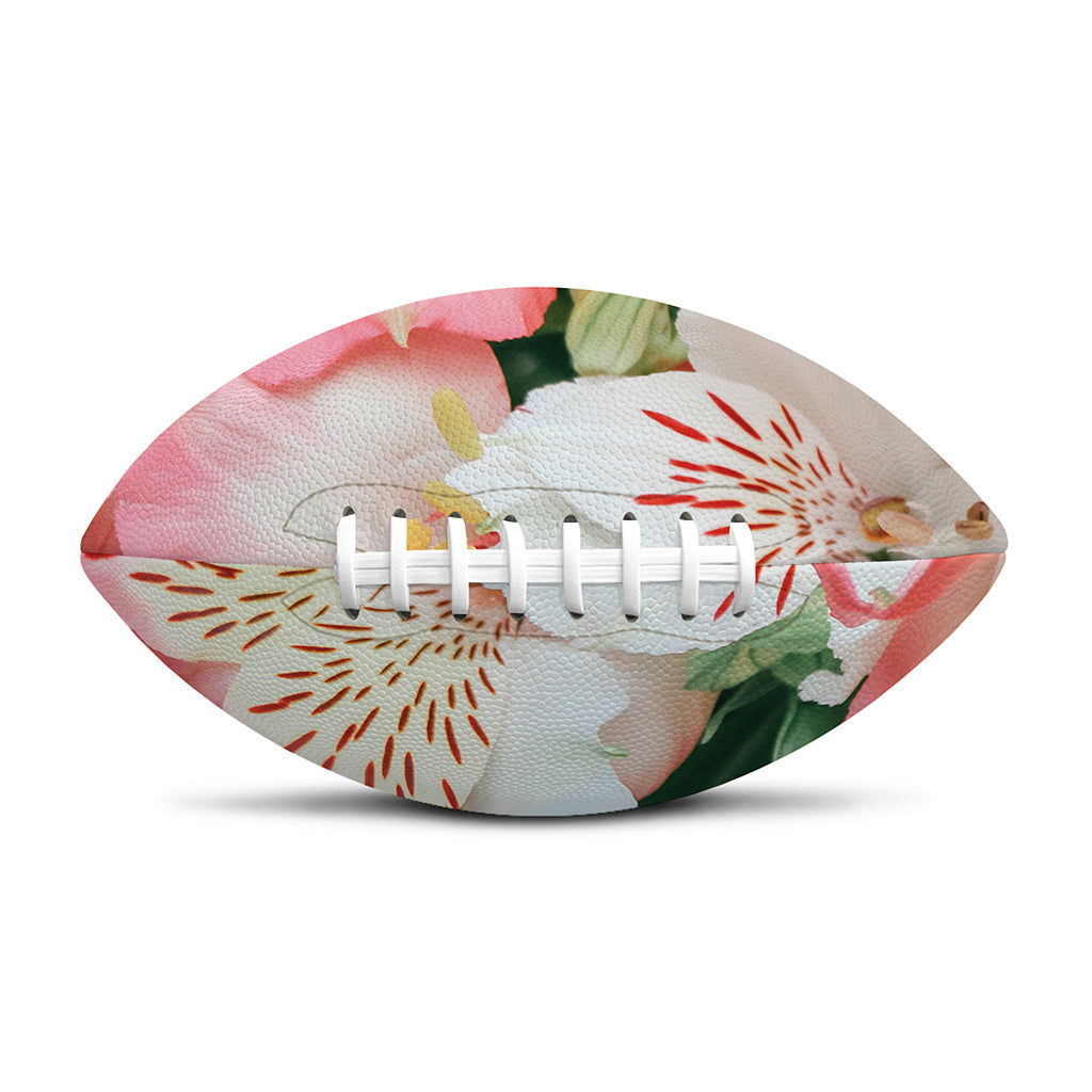 White And Pink Alstroemeria Print Rugby Ball