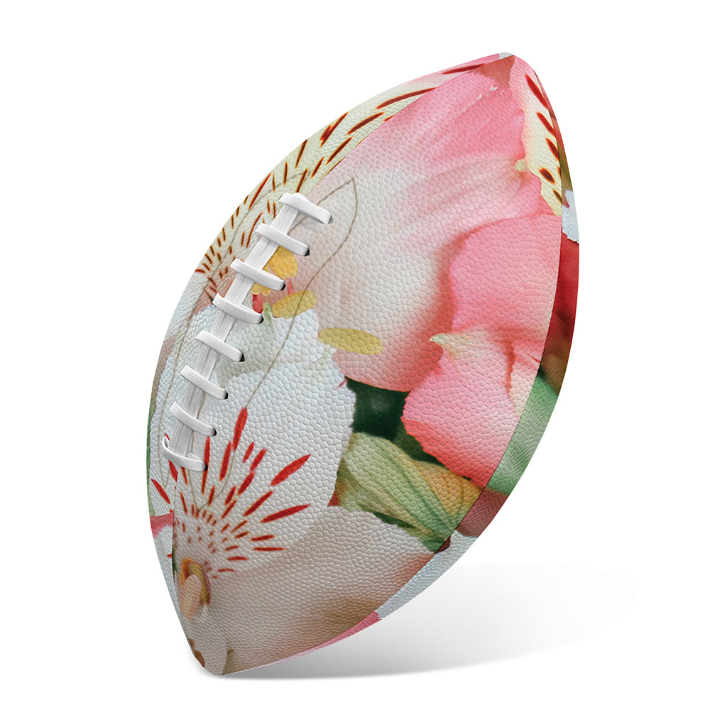 White And Pink Alstroemeria Print Rugby Ball
