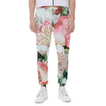 White And Pink Alstroemeria Print Joggers