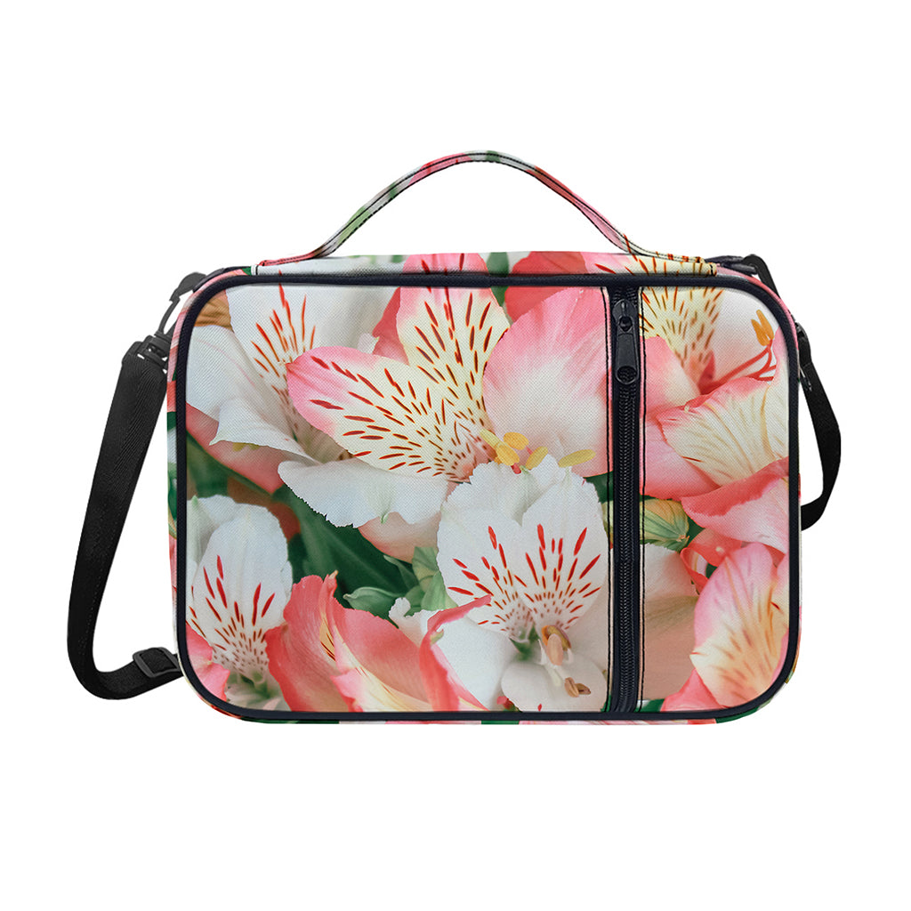 White And Pink Alstroemeria Print Shoulder Strap Bible Bag