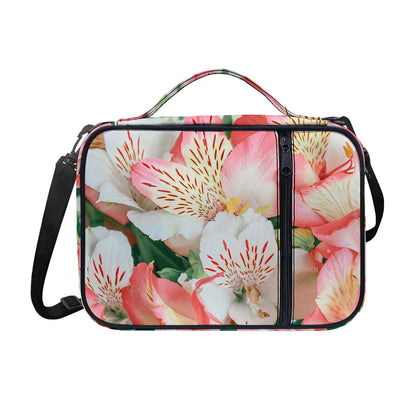 White And Pink Alstroemeria Print Shoulder Strap Bible Bag