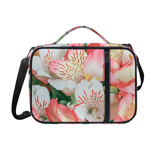 White And Pink Alstroemeria Print Shoulder Strap Bible Bag