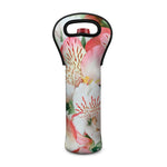 White And Pink Alstroemeria Print Single Neoprene Wine Tote