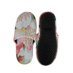 White And Pink Alstroemeria Print Slippers