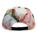 White And Pink Alstroemeria Print Snapback Cap