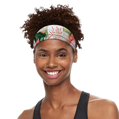 White And Pink Alstroemeria Print Sports Headband
