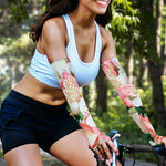 White And Pink Alstroemeria Print Sun Protection Arm Sleeves
