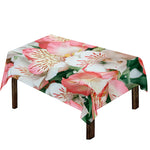 White And Pink Alstroemeria Print Tablecloth