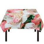 White And Pink Alstroemeria Print Tablecloth