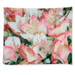 White And Pink Alstroemeria Print Tapestry