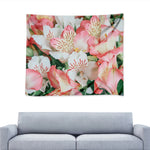 White And Pink Alstroemeria Print Tapestry