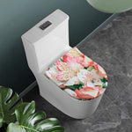 White And Pink Alstroemeria Print Toilet Lid Cover