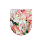 White And Pink Alstroemeria Print Toilet Lid Cover