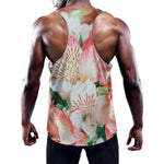 White And Pink Alstroemeria Print Training Tank Top