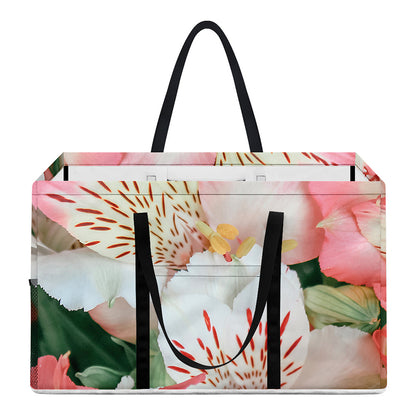 White And Pink Alstroemeria Print Utility Tote Bag