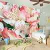 White And Pink Alstroemeria Print Wall Sticker