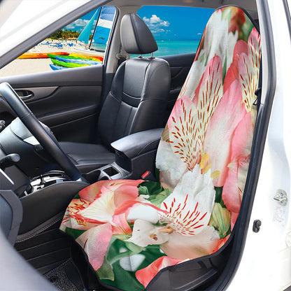White And Pink Alstroemeria Print Waterproof Car Seat Cover