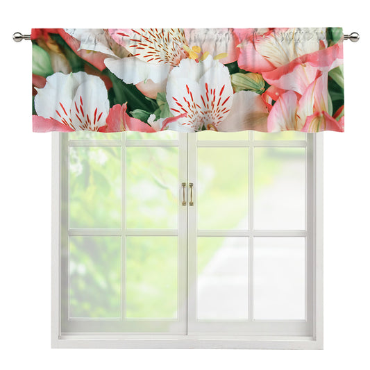 White And Pink Alstroemeria Print Window Valance