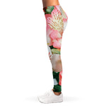 White And Pink Alstroemeria Print Women's Leggings