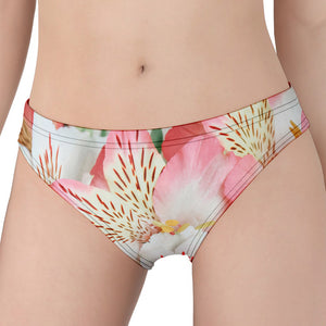 White And Pink Alstroemeria Print Women's Panties