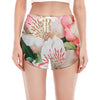 White And Pink Alstroemeria Print Women's Split Running Shorts