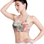 White And Pink Alstroemeria Print Women's Sports Bra