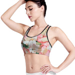 White And Pink Alstroemeria Print Women's Sports Bra