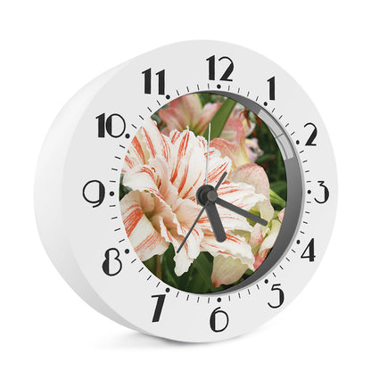 White And Pink Amaryllis Print Alarm Clock