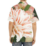 White And Pink Amaryllis Print Aloha Shirt